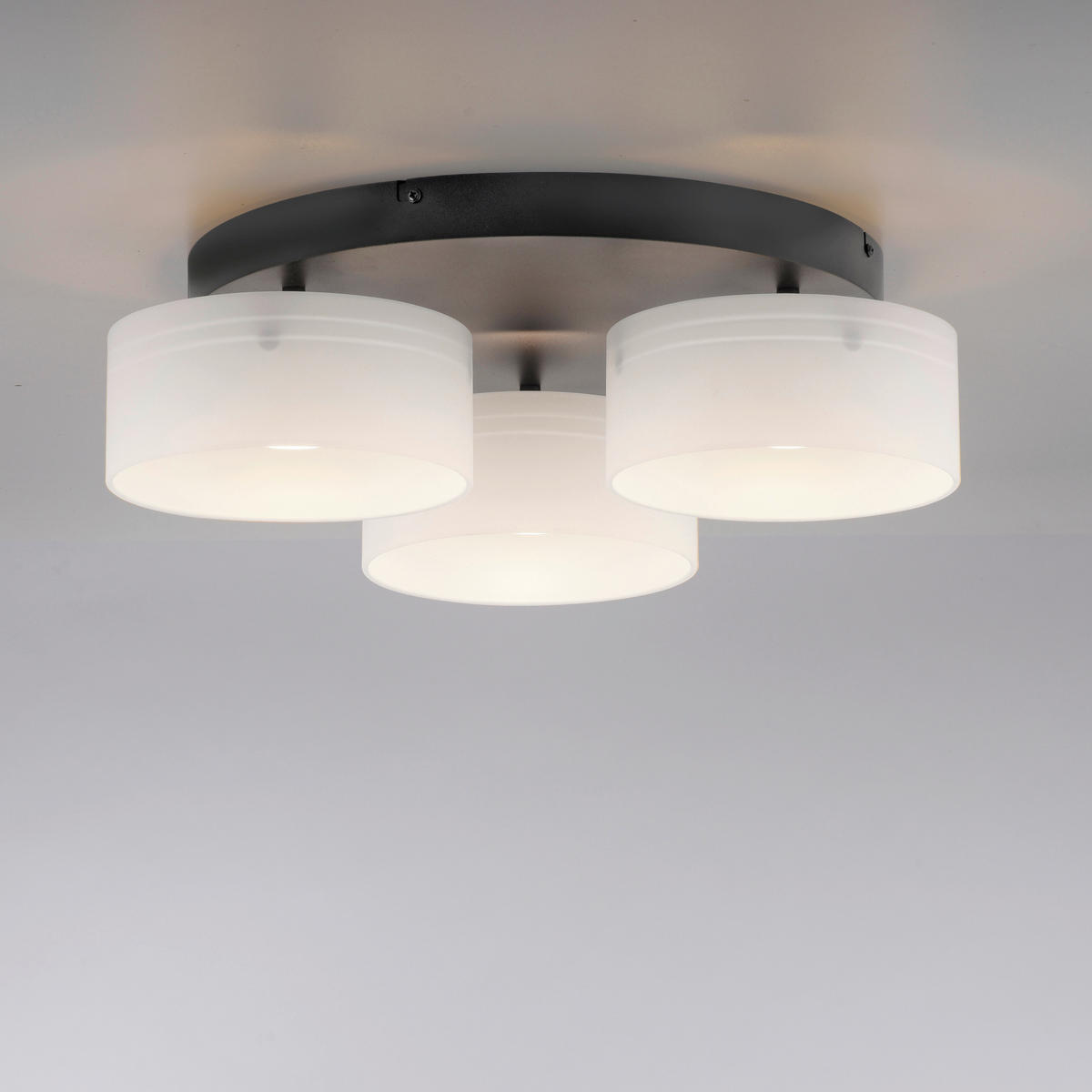 LED-DECKENLEUCHTE Marika 57/57/20 cm   - Schwarz, Design, Glas/Kunststoff (57/57/20cm) - Paul Neuhaus