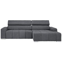 ECKSOFA Dunkelgrau Webstoff  - Dunkelgrau/Silberfarben, KONVENTIONELL, Holz/Textil (290/170cm) - Hom`in