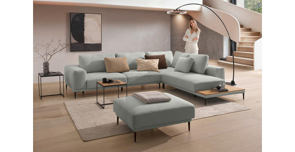ECKSOFA  in Leinwand Hellgrau  318/271 cm  - Hellgrau/Schwarz, Design, Textil/Metall (318/271cm) - Belluti
