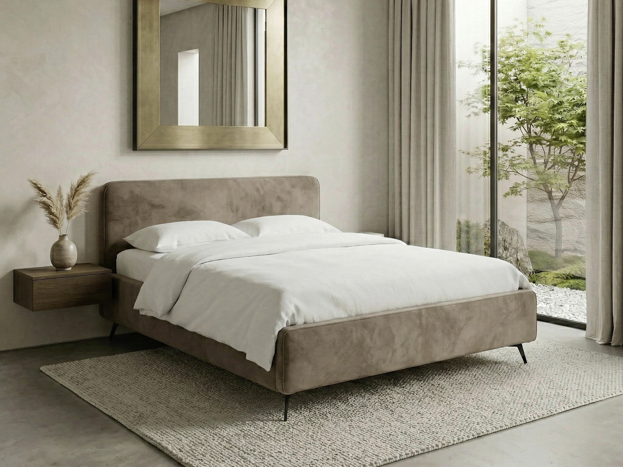 POLSTERBETT 200/200 cm,  in Braun,  - Schwarz/Braun, MODERN, Holz/Textil (200/200cm) - MID.YOU