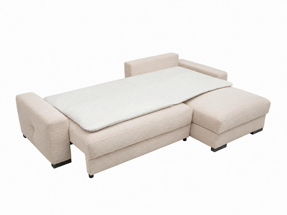 ECKSOFA  Cord Beige  - Beige/Schwarz, Basics, Holz/Holzwerkstoff (264/184cm) - MID.YOU