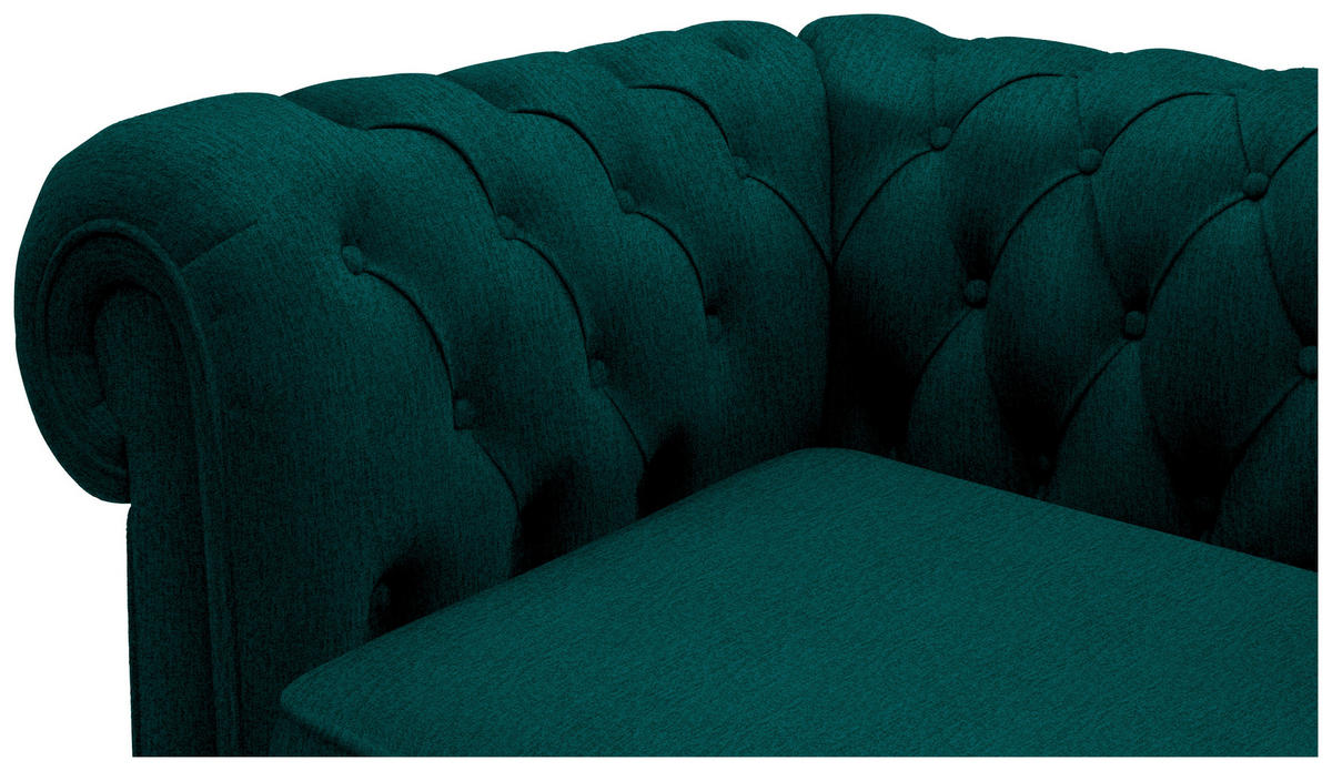 CHESTERFIELD-SOFA in Webstoff Waldgrün  - Waldgrün/Wengefarben, Lifestyle, Holz/Textil (206/76,5/96cm) - Landscape