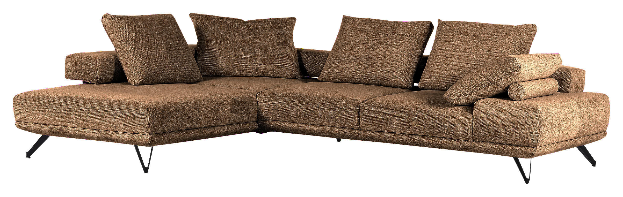 HÖRNSOFFA i flatväv cognacfärgad  - cognacfärgad/svart, Klassisk, metall/textil (240/310cm) - MID.YOU