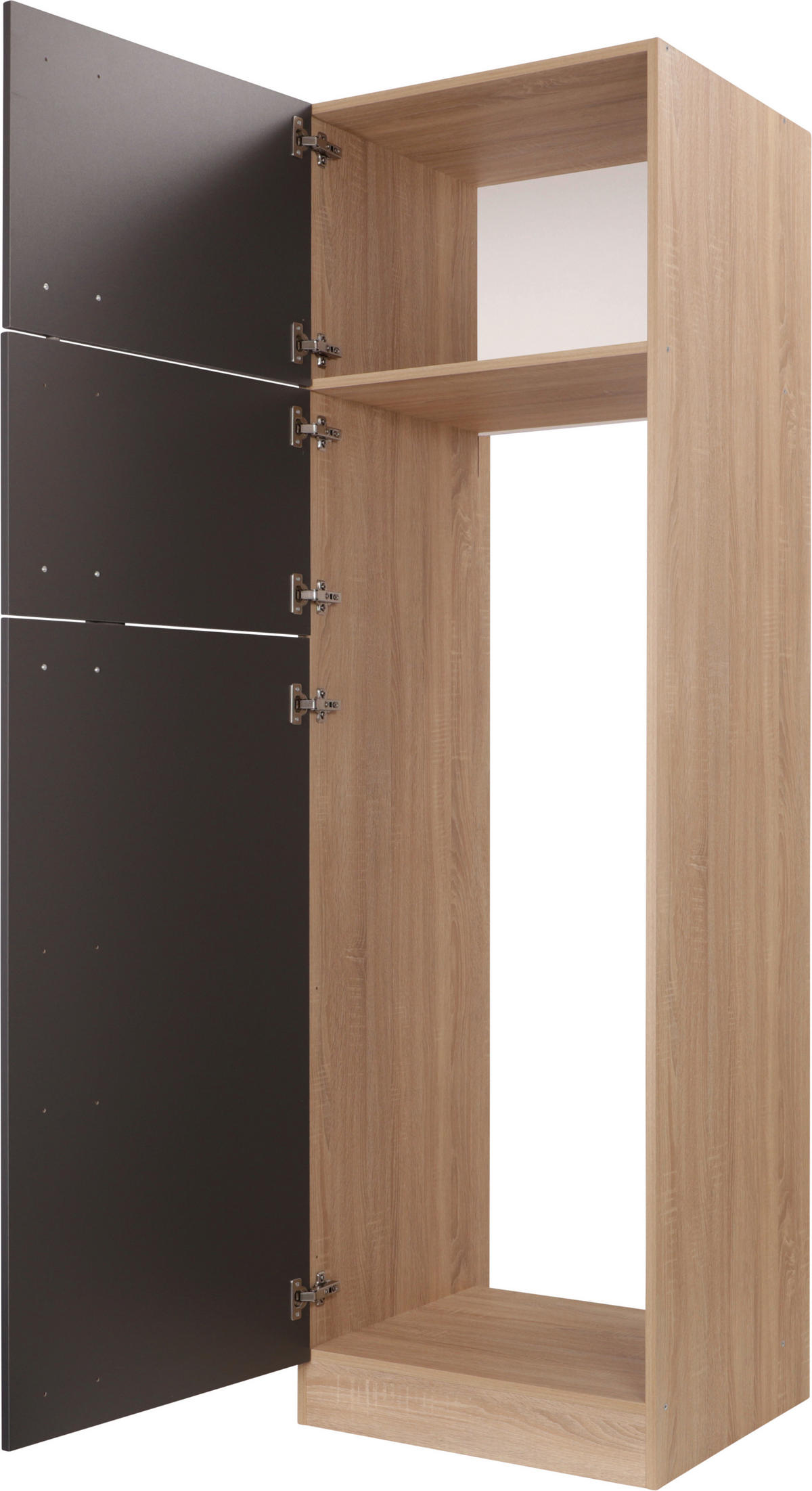 GERÄTEUMBAUSCHRANK 60/200/60 cm  in Grau, Eichefarben  - Eichefarben/Silberfarben, Basics, Holzwerkstoff/Metall (60/200/60cm) - Respekta