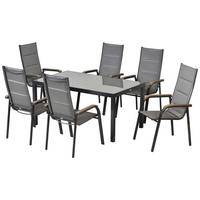 GARTENSET 7-teilig  - Graphitfarben/Braun, MODERN, Textil/Metall - Gardenson
