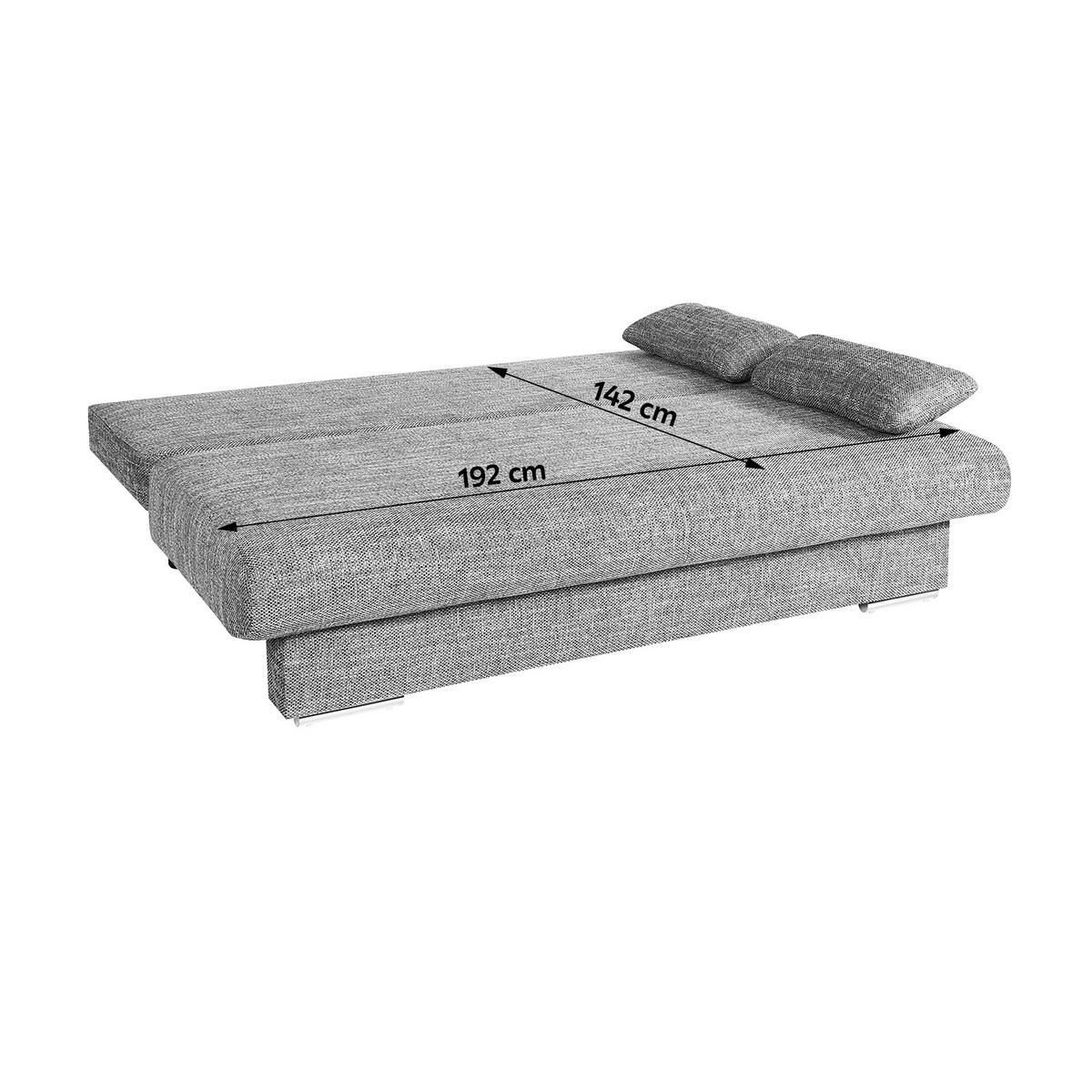 SCHLAFSOFA  mit Liegefunktion, Rücken echt Webstoff Schwarz  - Chromfarben/Schwarz, Design, Kunststoff/Textil (193/85/86cm) - P & B