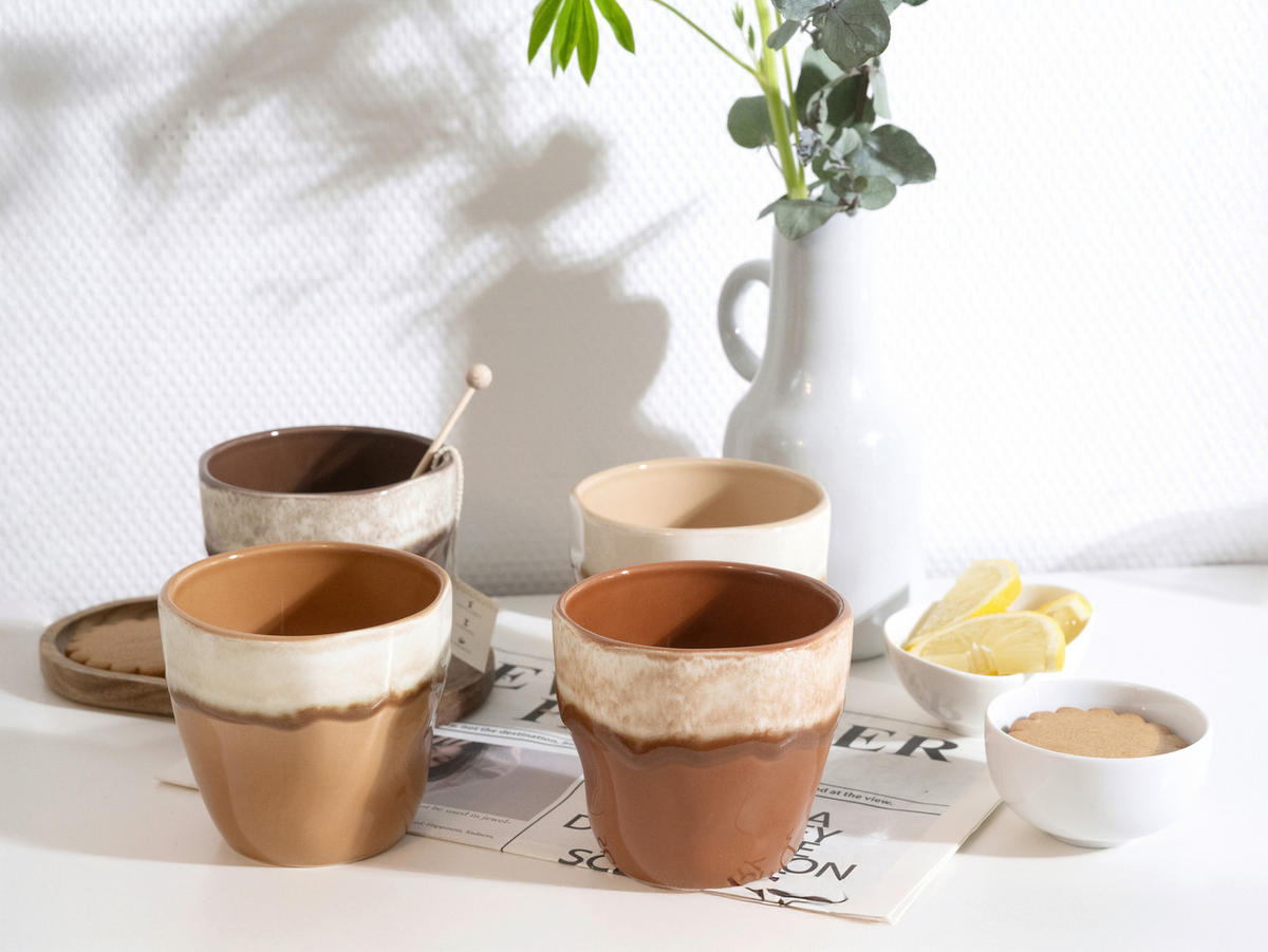 TASSENSET Squeezy Mocha Mousse 4-teilig  - Schlammfarben/Creme, Basics, Keramik (10/9cm) - Creatable