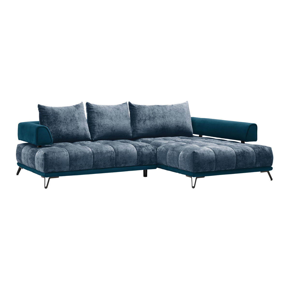 HÖRNSOFFA i kunglig blå  - kunglig blå/svart, Modern, metall/textil (262/184cm) - MID.YOU