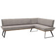 ECKBANK 243/183 cm Webstoff Eichefarben, Hellbraun, Schwarz Eiche massiv   - Hellbraun/Eichefarben, Design, Holz/Textil (243/183cm) - Voleo
