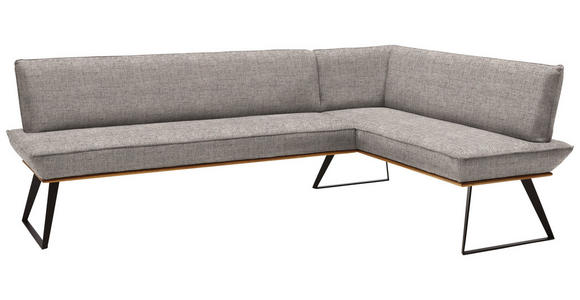 ECKBANK 243/183 cm Webstoff Eichefarben, Hellbraun, Schwarz Eiche massiv   - Hellbraun/Eichefarben, Design, Holz/Textil (243/183cm) - Voleo