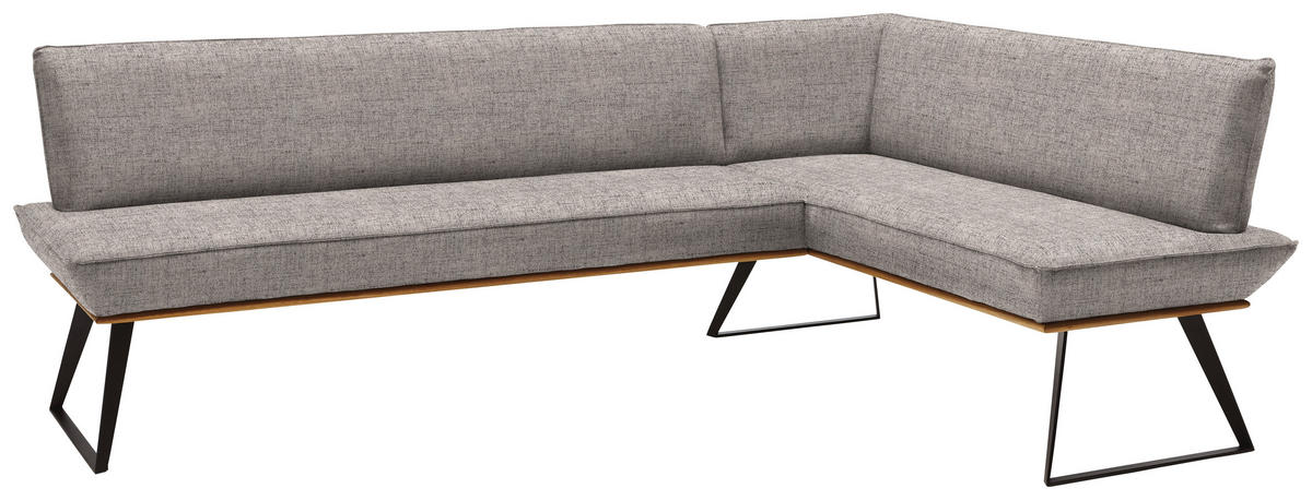 ECKBANK 243/163 cm  in Eichefarben, Schwarz, Beige  - Eichefarben/Beige, Design, Holz/Textil (243/163cm) - Voleo