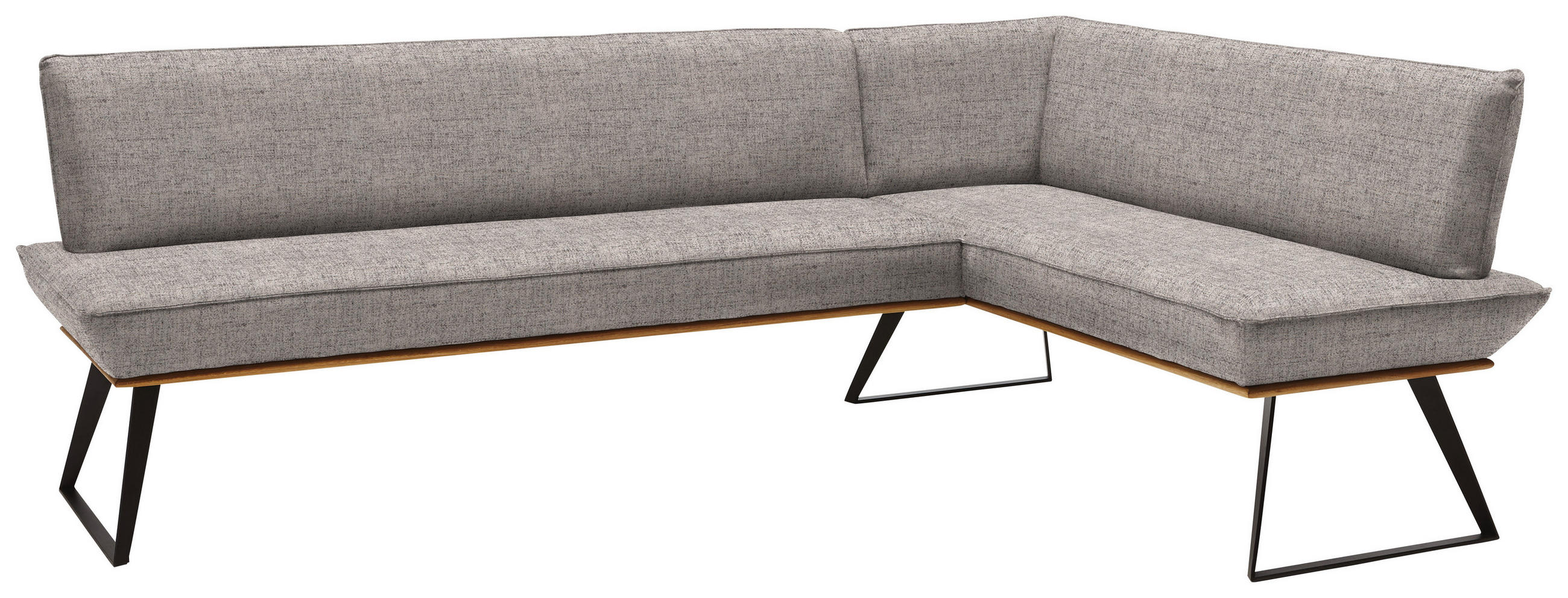 Thumbnail - Voleo Eckbank, Schwarz, Eiche, Hellbraun, Holz, Metall, Textil, Eiche, massiv, 4-5-Sitzer, Eckteil, L-Form, 203x163 cm, ...