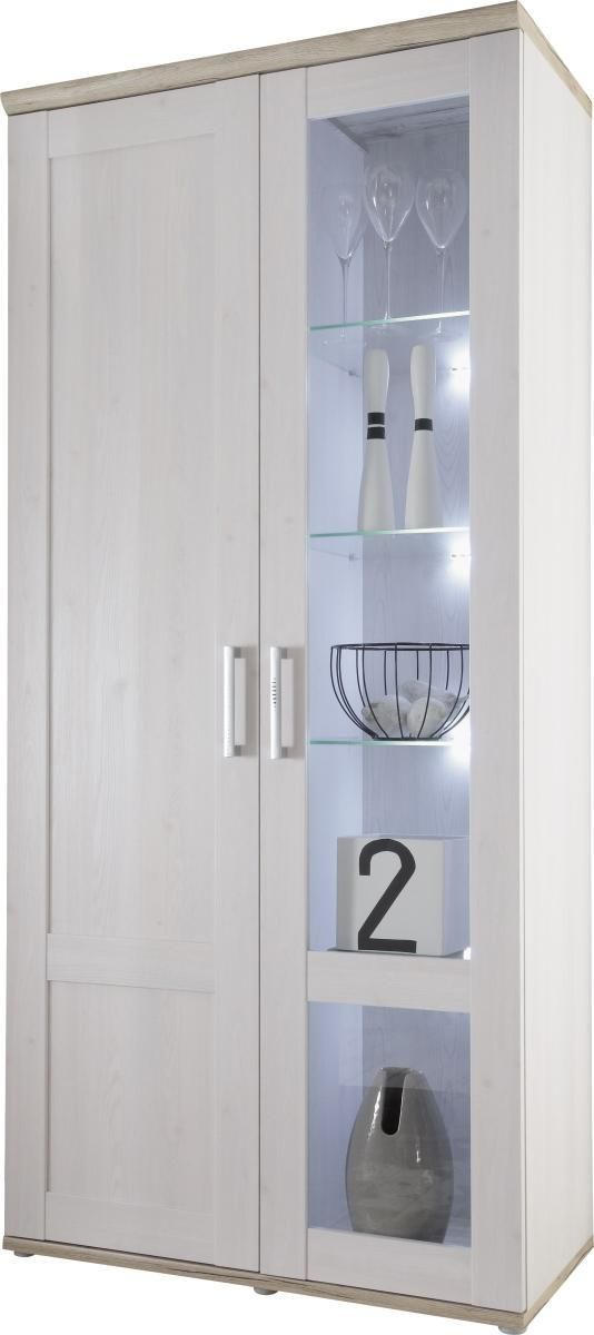 VITRINA 93/202/46 cm   - boje ariša/bijela, Konvencionalno, staklo/drvni materijal (93/202/46cm) - Xora