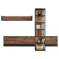 WOHNWAND  in Eichefarben, Dunkelgrau  279/204/37 cm  - Eichefarben/Dunkelgrau, KONVENTIONELL, Holzwerkstoff/Metall (279/204/37cm) - Cantus