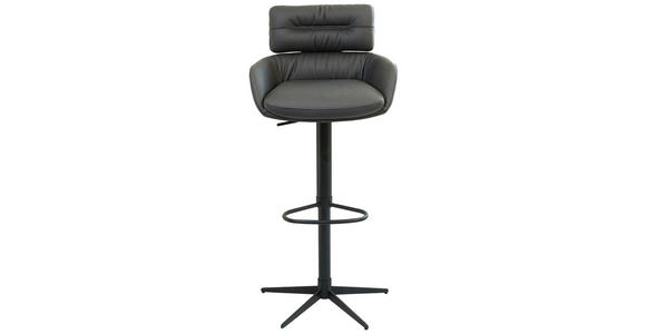 BARHOCKER in Metall, Leder Schwarz  - Schwarz, Design, Leder/Metall (54/105/53cm) - Dieter Knoll