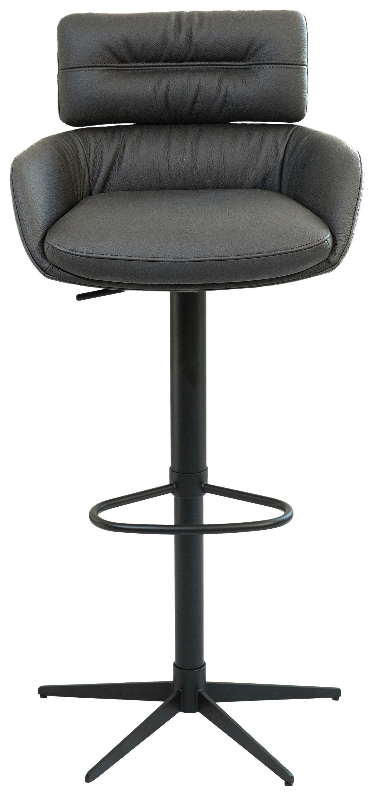 BARHOCKER in Metall, Leder Schwarz - Schwarz, Design, Leder/Metall (54/105/53cm) - Dieter Knoll