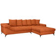 ECKSOFA Dunkelorange Cord Rückenkissen, Armlehnenkissen, Rücken echt  - Dunkelorange/Schwarz, KONVENTIONELL, Textil/Metall (332/231cm) - Carryhome