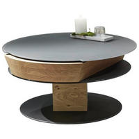 COUCHTISCH Wildeiche furniert ESG 80/35,5/80 cm rund Anthrazit, Eichefarben, Hellgrau  - Eichefarben/Anthrazit, Design, Glas/Holz (80/35,5/80cm) - Voglauer