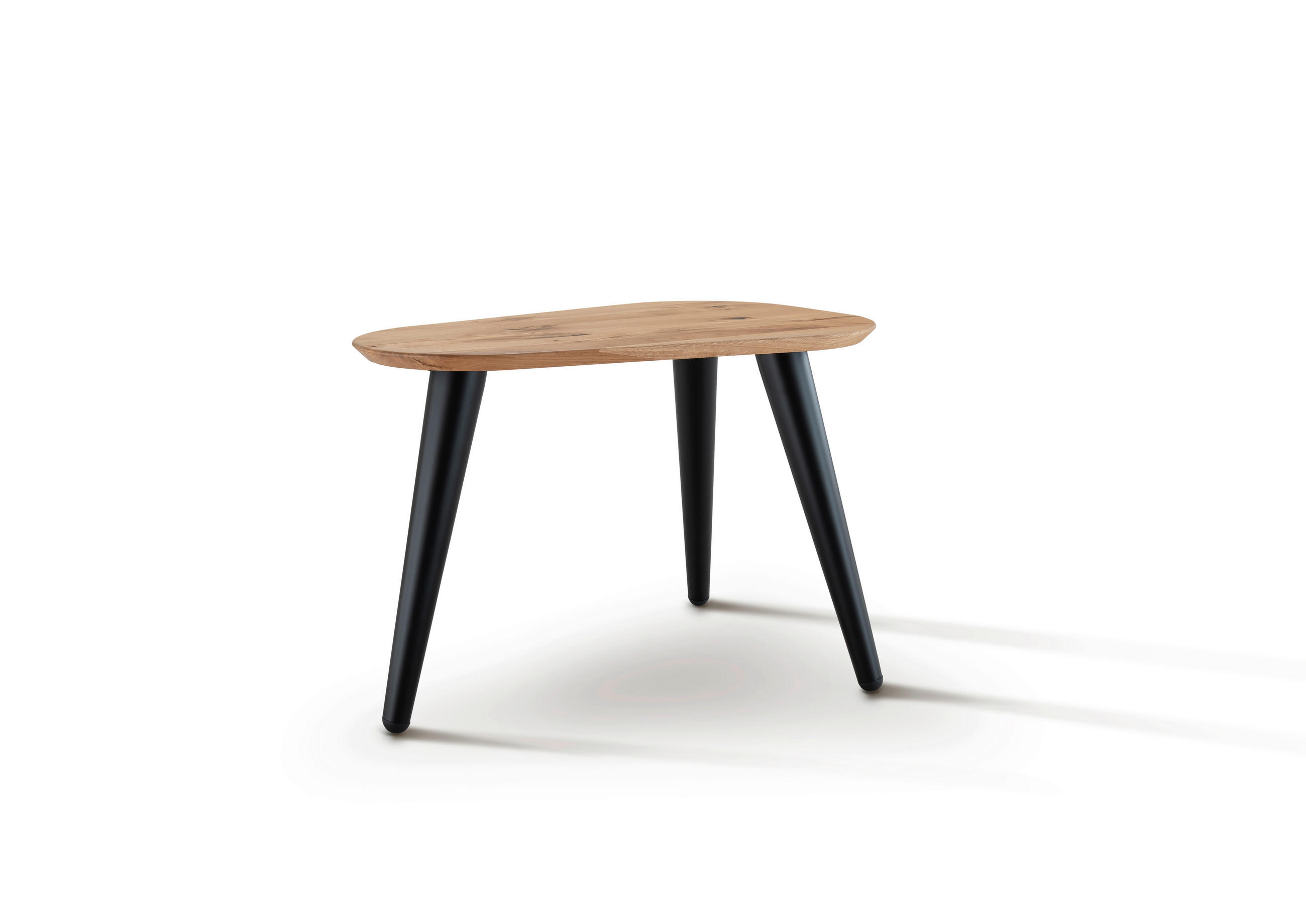 BEISTELLTISCH 60/40/42,5 cm Asteiche massiv Schwarz, Eichefarben Freiform  - Eichefarben/Schwarz, Design, Holz/Metall (60/40/42,5cm) - Linea Natura