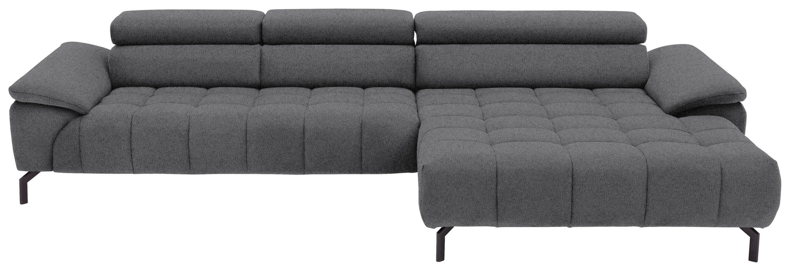 ECKSOFA in Webstoff Braun, Grau  - Schwarz/Braun, Design, Textil/Metall (329/190cm) - Beldomo Style