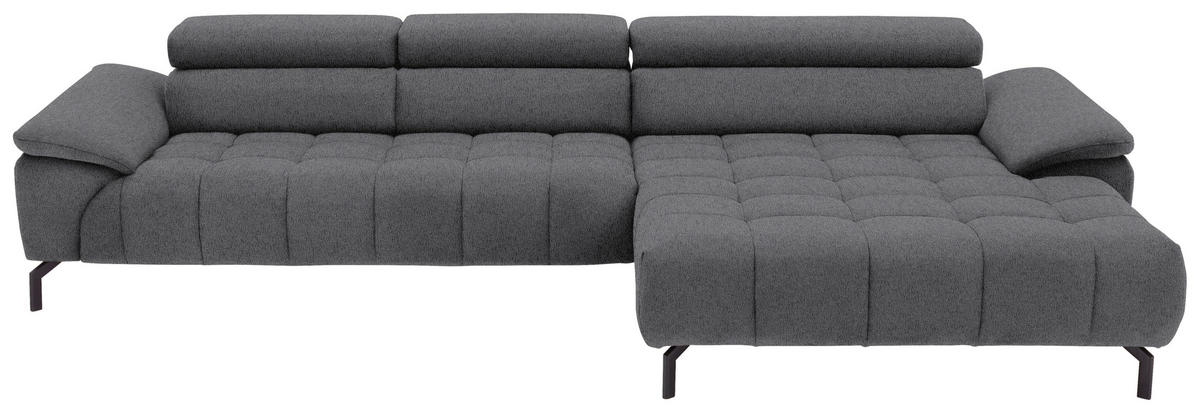 ECKSOFA in Webstoff Braun, Grau  - Schwarz/Braun, Design, Textil/Metall (329/190cm) - Beldomo Style