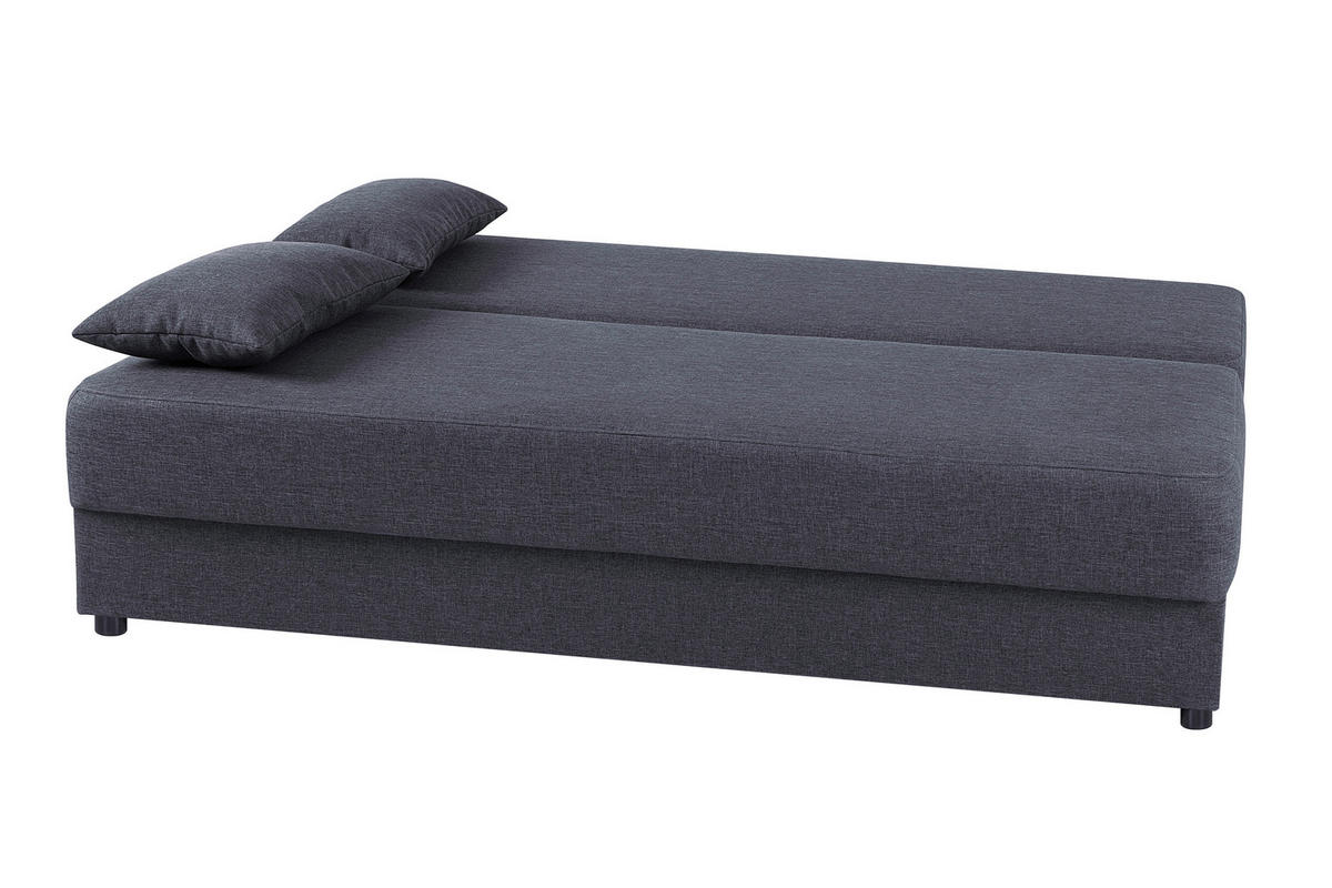 SCHLAFSOFA Dunkelgrau  inkl. Bettkasten, Rücken echt, Stauraum, Liegefläche im Originalstoff  - Dunkelgrau/Silberfarben, Design, Textil (193/82/80cm) - P & B