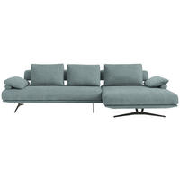 ECKSOFA Chenille Blau  - Blau/Schwarz, Design, Textil/Metall (334/168cm) - Dieter Knoll