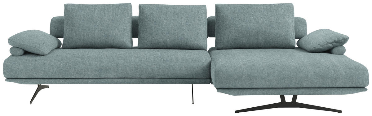 ECKSOFA Chenille Blau  - Blau/Schwarz, Design, Textil/Metall (334/168cm) - Dieter Knoll