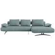 ECKSOFA  in Chenille Blau Rückenkissen, Armlehnenkissen  334/168 cm  - Blau/Schwarz, Design, Textil/Metall (334/168cm) - Dieter Knoll