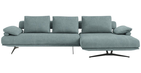ECKSOFA  in Chenille Blau Rückenkissen, Armlehnenkissen  334/168 cm  - Blau/Schwarz, Design, Textil/Metall (334/168cm) - Dieter Knoll