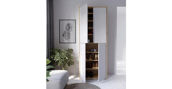 SCHUHSCHRANK 74,5/191,9/34,9 cm - Hellgrau/Eiche Artisan, MODERN, Holzwerkstoff/Kunststoff (74,5/191,9/34,9cm) - Xora