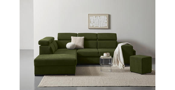 ECKSOFA  in Webstoff Dunkelgrün  - Dunkelgrün/Schwarz, KONVENTIONELL, Holz/Textil (244/283cm) - Carryhome