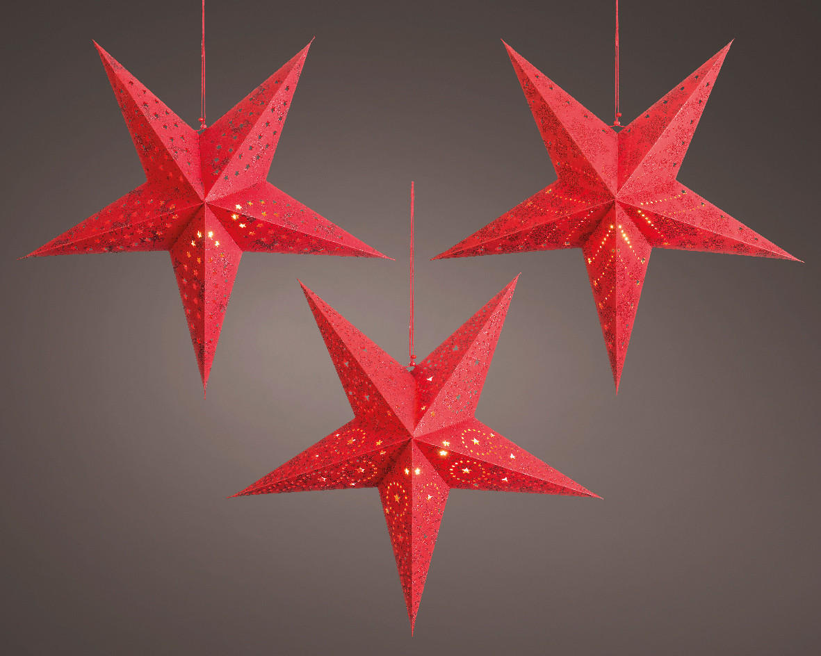 Stea Xmassale - roșu, Basics, hârtie (60/60/60cm)