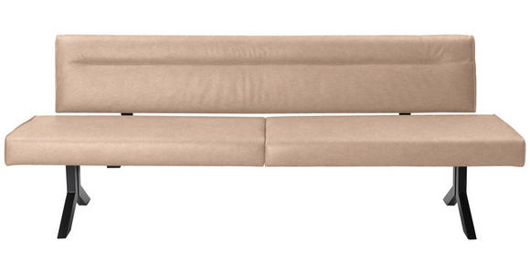 SITZBANK 220/87/70-86 cm Lederlook (vegan) Beige  - Beige/Schwarz, KONVENTIONELL, Textil/Metall (220/87/70-86cm) - Moderano