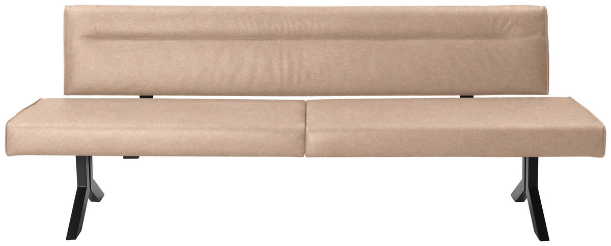 SITZBANK in Metall, Textil Beige  - Beige/Schwarz, Konventionell, Textil/Metall (220/87/70cm) - Moderano