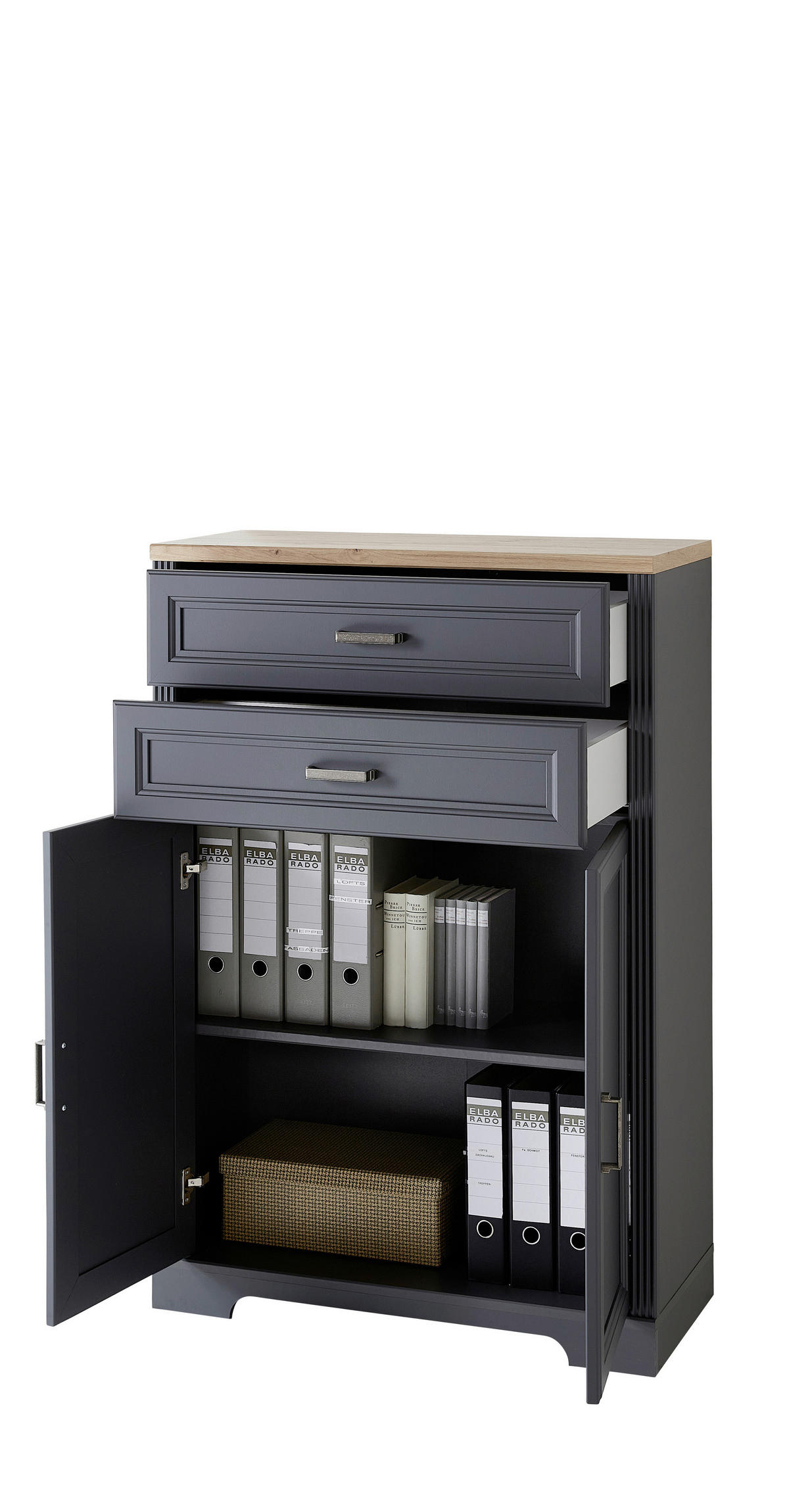 Dulap Pentru Acte  86/127/38 cm  - grafit/stejar Artisan, Romantik / Landhaus, material pe bază de lemn (86/127/38cm) - Landscape