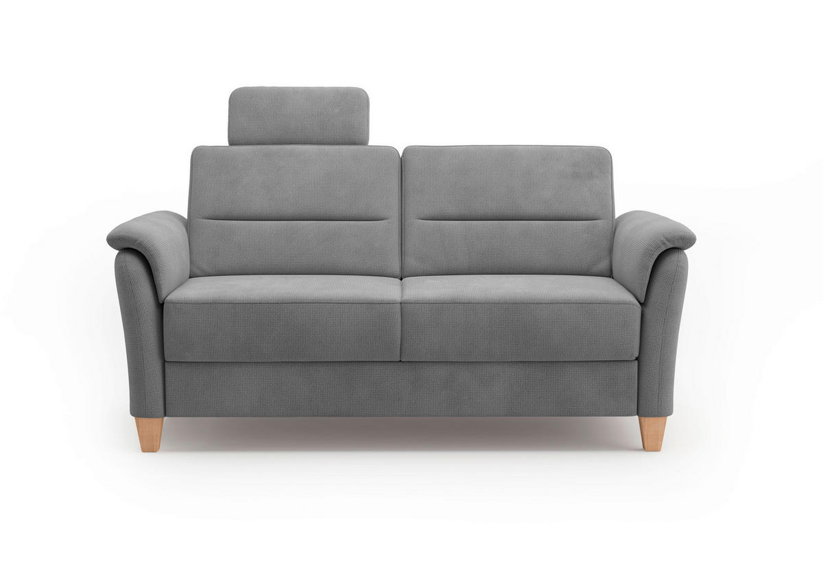 3-SITZER-SOFA in Flachgewebe Grau  - Eichefarben/Grau, KONVENTIONELL, Holz/Textil (179/89/89cm) - Sit & More