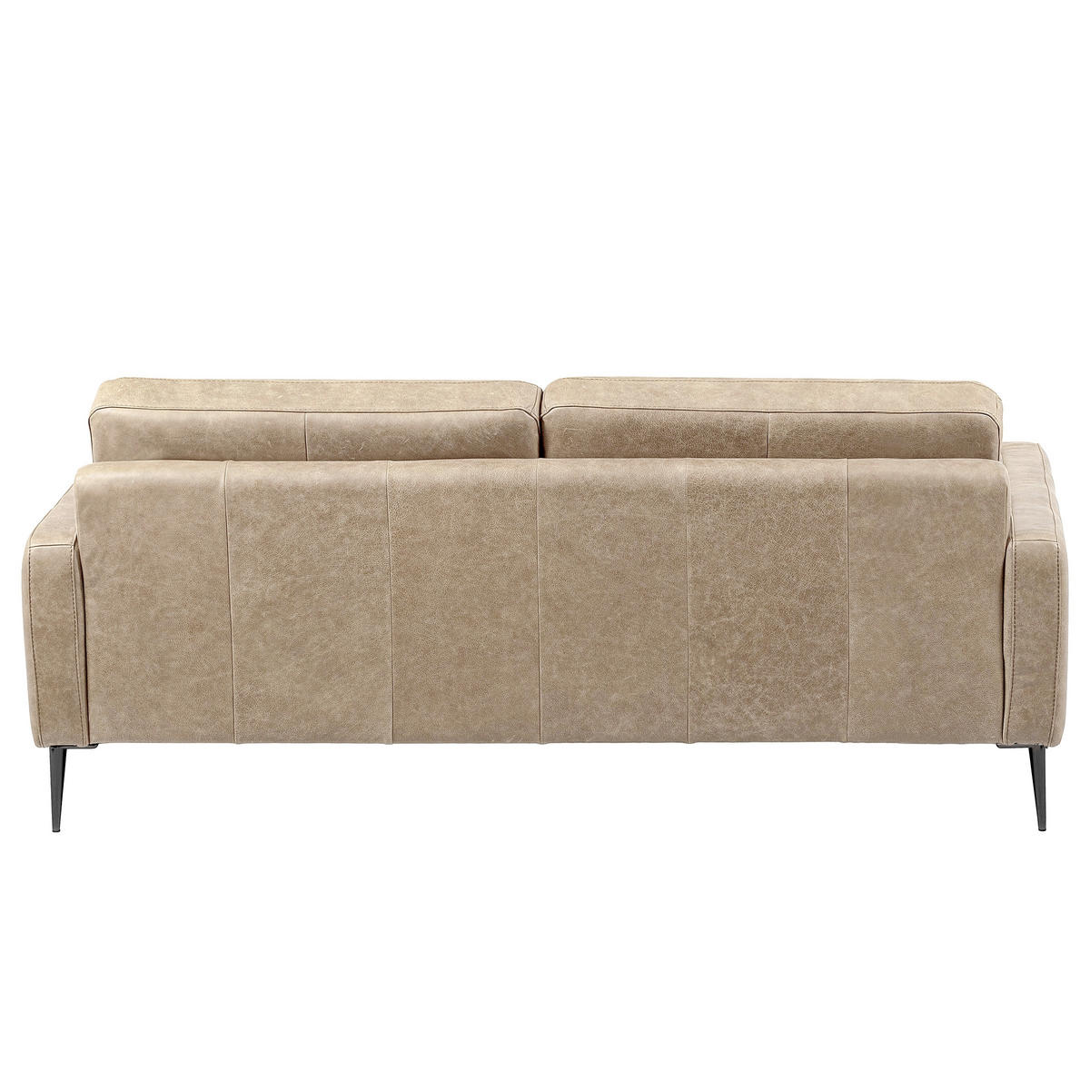 3-SITZER-SOFA SPRING in Lederlook Echtleder Creme  - Schwarzchrom/Creme, Design, Leder/Textil (187/85/92cm) - Livetastic