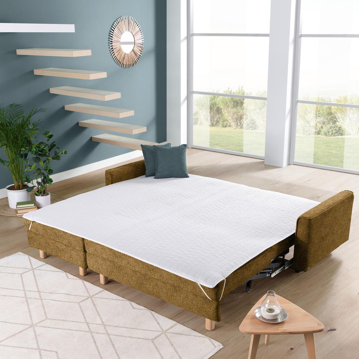 ECKSOFA  in Mikrovelours Senfgelb  170/237 cm  - Eichefarben/Senfgelb, KONVENTIONELL, Holz/Textil (170/237cm) - Sedda