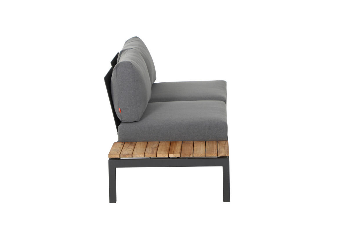 LOUNGEGARNITUR 15-teilig   252/84/252 cm Teakholz massiv Aluminium  - Anthrazit/Grau, KONVENTIONELL, Holz/Textil (252/84/252cm) - Siena Garden
