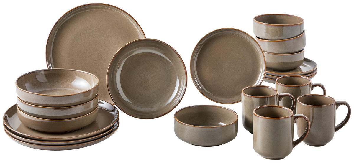 KOMBISERVICE Marbella 20-teilig  - Braun, Trend, Keramik - Novel