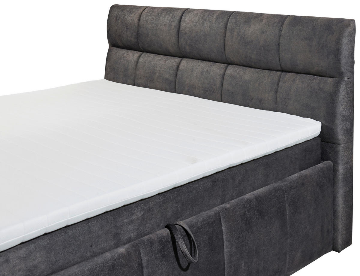 BOXBETT  in Dunkelgrau  - Dunkelgrau/Schwarz, Konventionell, Kunststoff/Textil (180/200cm) - Modante