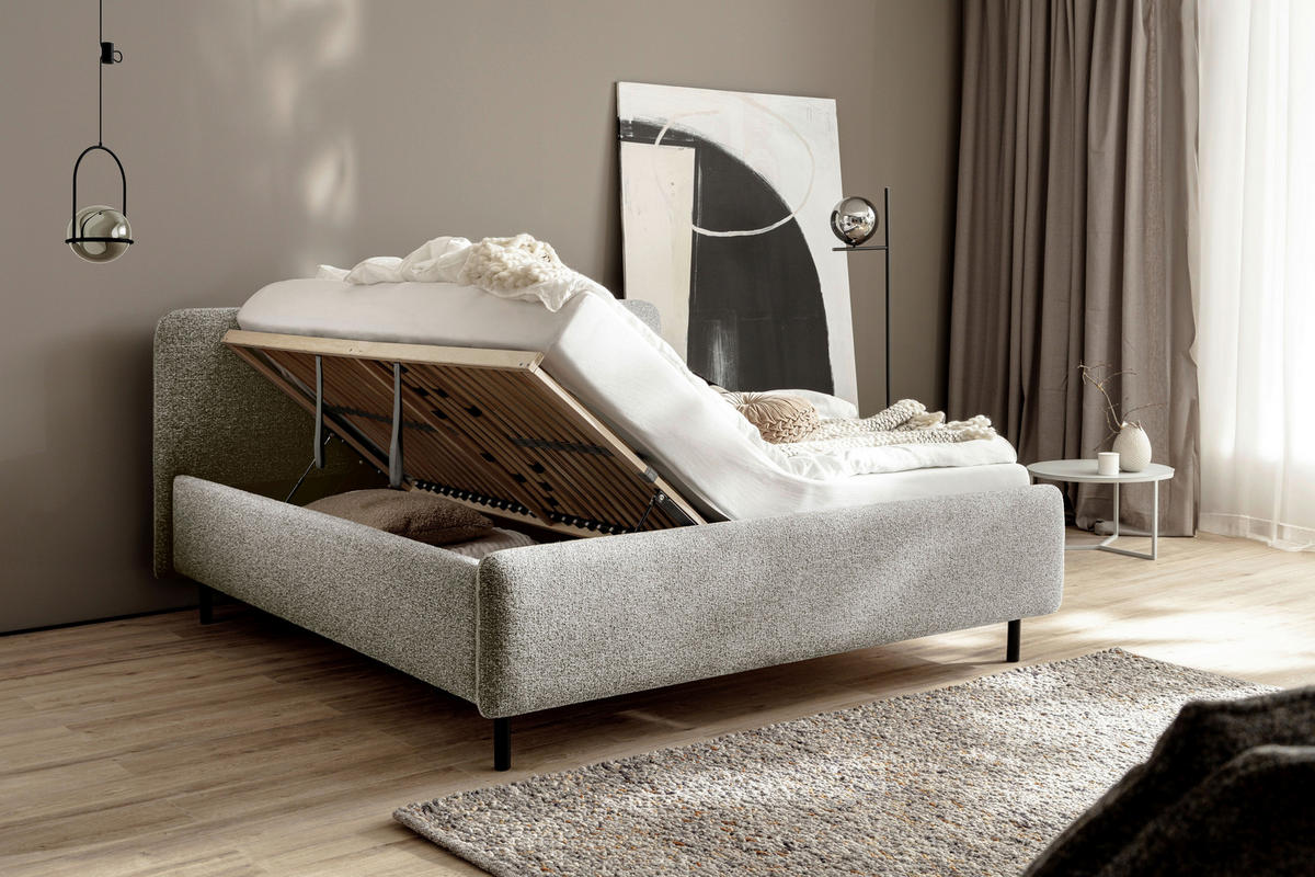 POLSTERBETT 160/200 cm  in Beige  - Birkefarben/Beige, Design, Holz/Textil (160/200cm) - Xora