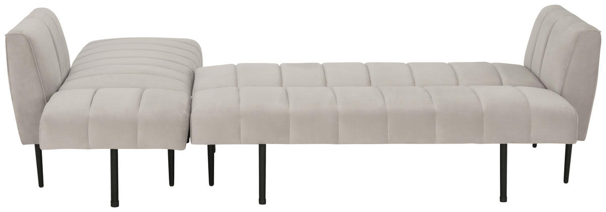 ECKSOFA Creme Samt  - Creme/Schwarz, MODERN, Textil/Metall (253/87/169cm) - P & B