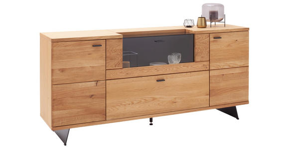 SIDEBOARD Wildeiche  190/87/44 cm  - Wildeiche/Anthrazit, Natur, Glas/Holz (190/87/44cm) - Linea Natura