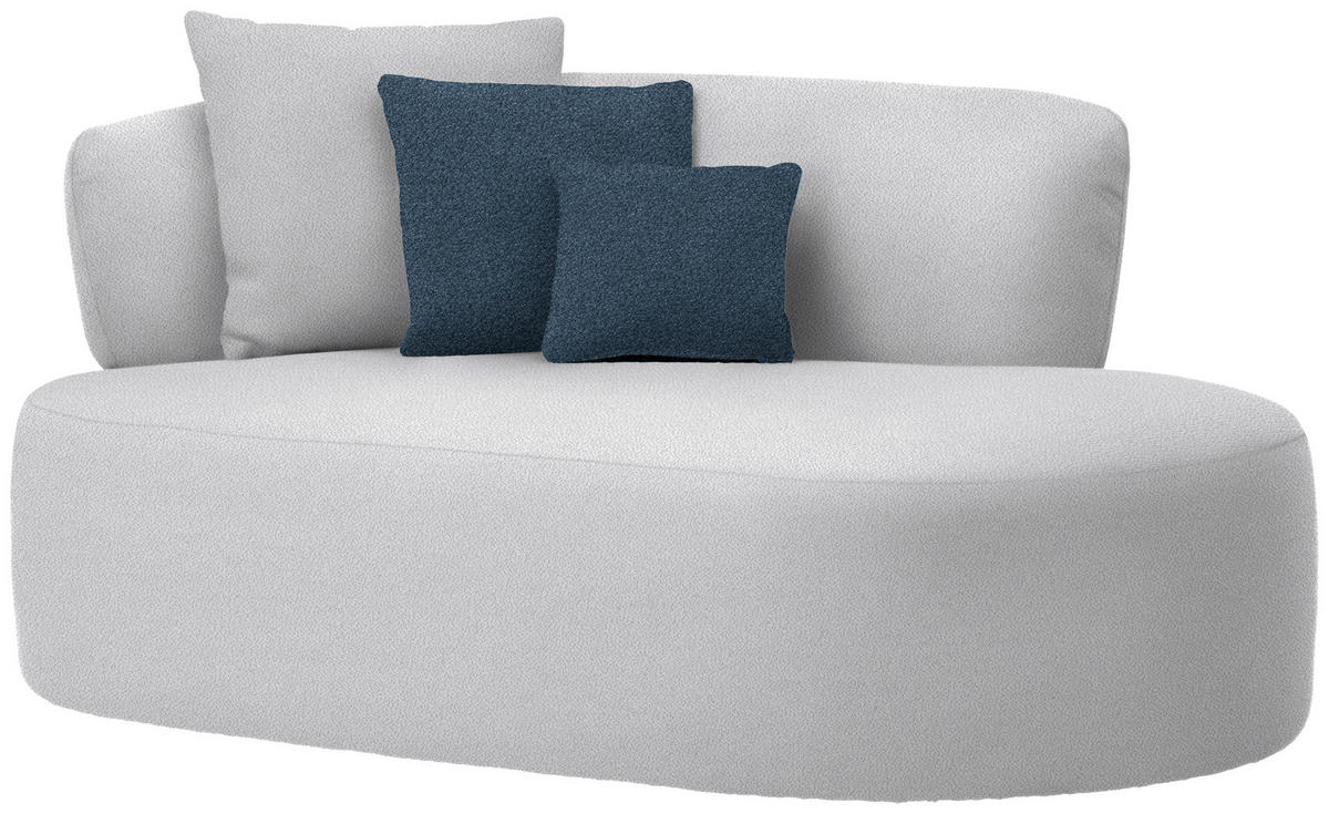 RÉCAMIERE in Plüsch Hellgrau, Dunkelblau  - Hellgrau/Schwarz, MODERN, Kunststoff/Textil (166/86/105cm) - Hom`in