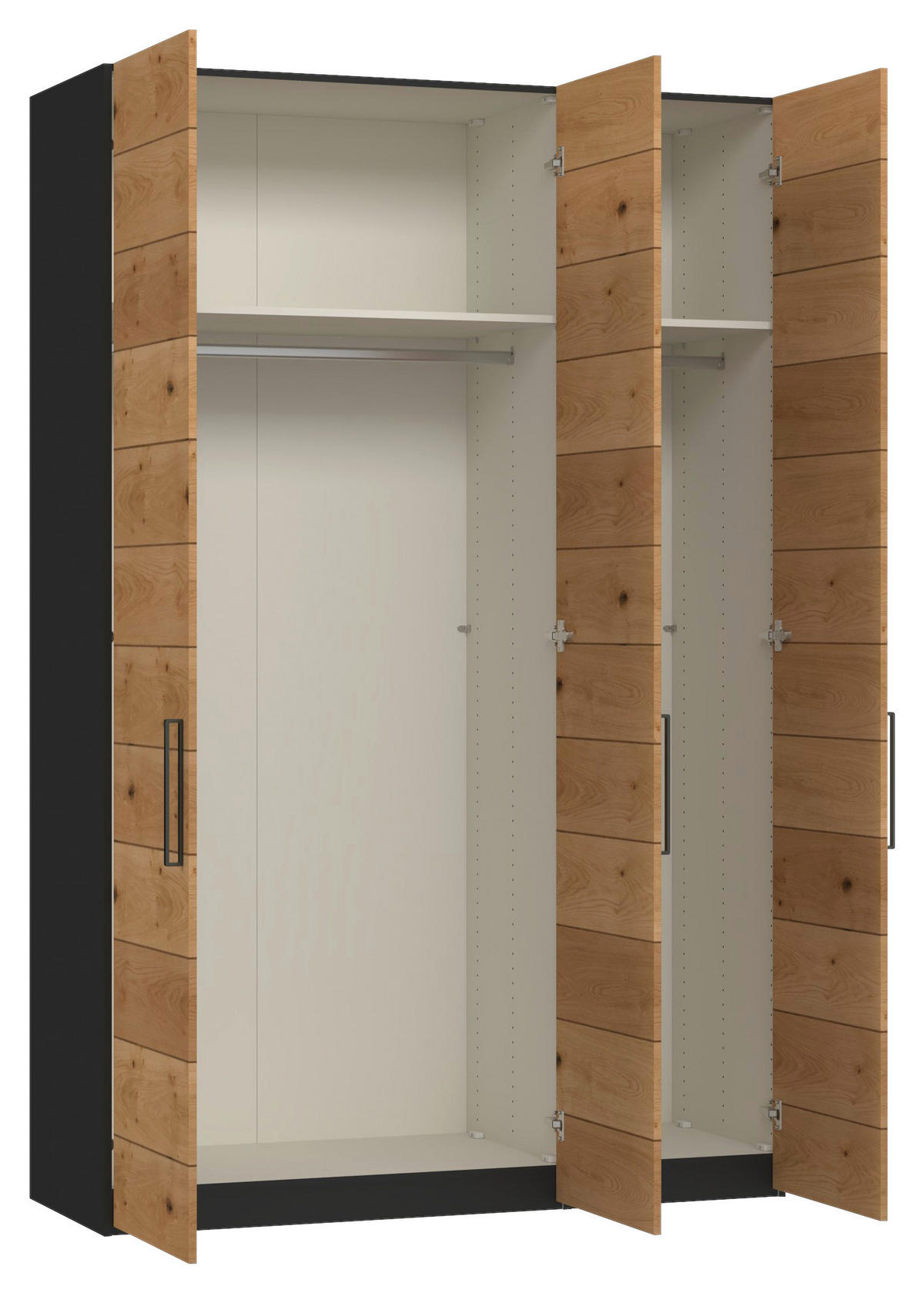 DREHTÜRENSCHRANK 152/220/59 cm,  in Schwarz, Wildeiche, 3-türig  - Wildeiche/Titanfarben, Design, Holz/Holzwerkstoff (152/220/59cm) - Jutzler