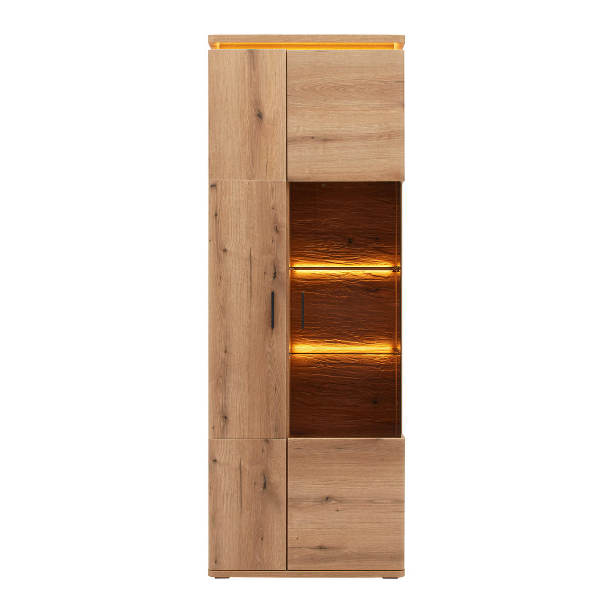 VITRINA, barve hrasta - barve hrasta/antracit, Natur, kovina/steklo (75/208/38cm) - Hom`in