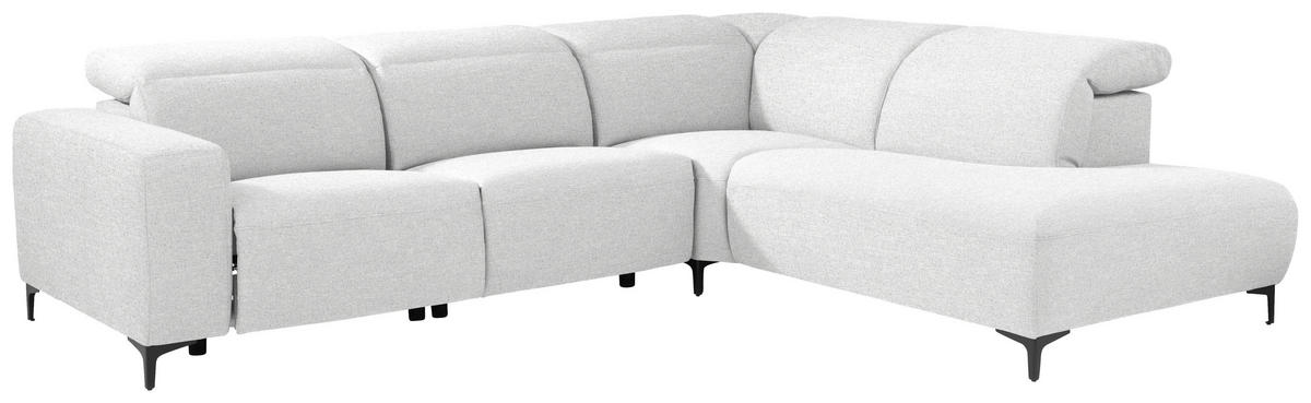 ECKSOFA Hellgrau Flachgewebe  - Hellgrau/Schwarz, Design, Textil/Metall (290/238cm) - Pure Home Lifestyle