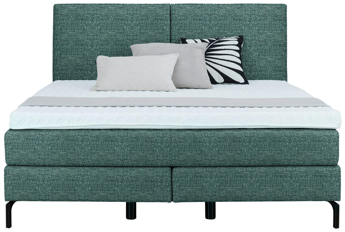 BOXSPRINGBETT 160/200 cm  in Grün  - Schwarz/Grün, Konventionell, Textil/Metall (160/200cm) - Dieter Knoll